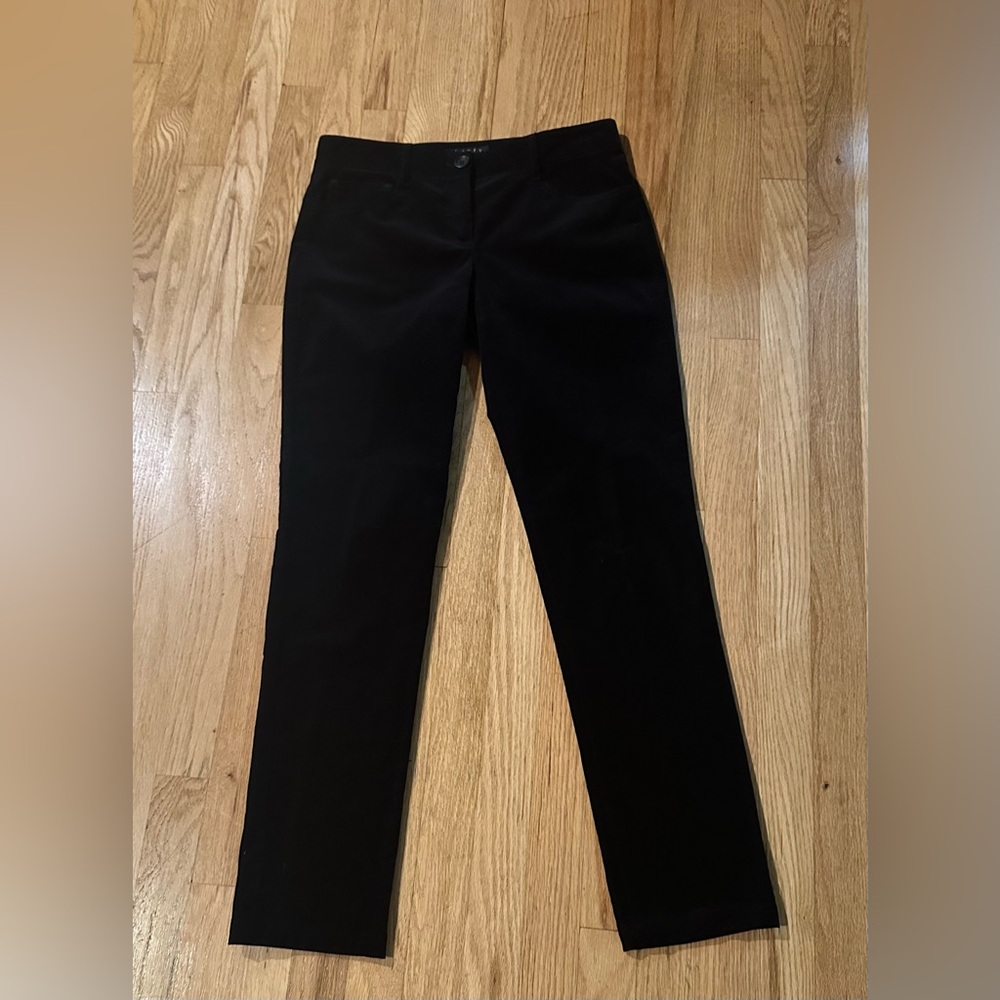 Theory Black corduroy/velvety Stretch Slim Straight Leg Trousers (4)